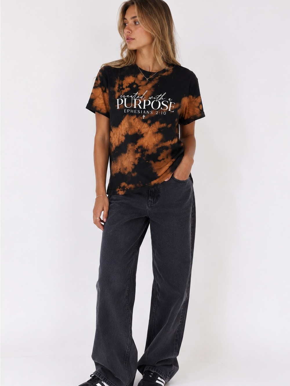 Love In Faith ‘Created with A Purpose’ Ephesians 2:10 Tie-dye T-Shirt | Size S